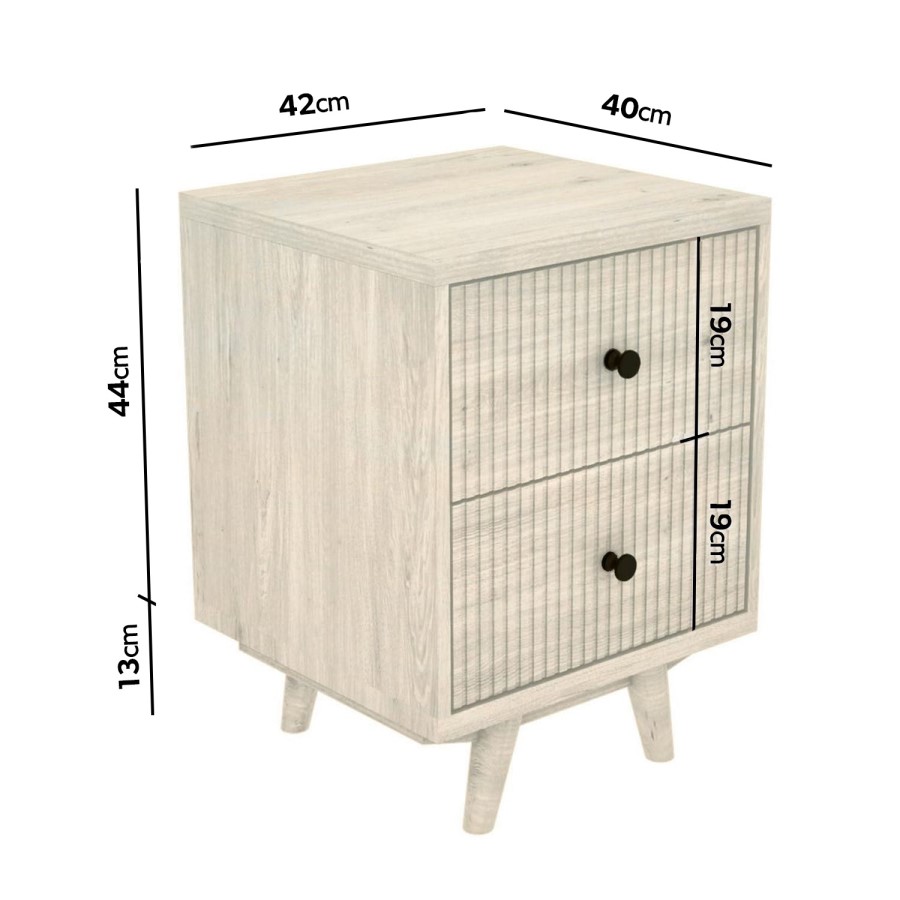 ONLY OPENED - Beau Solid Wood 2 Drawer Bedside Table - Scandi Style