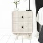 Cream Limewash 2 Drawer Bedside Table with Legs - Beau