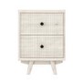 Cream Limewash 2 Drawer Bedside Table with Legs - Beau