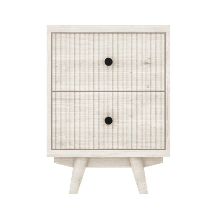 Cream Limewash 2 Drawer Bedside Table with Legs - Beau