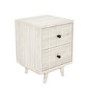 Cream Limewash 2 Drawer Bedside Table with Legs - Beau