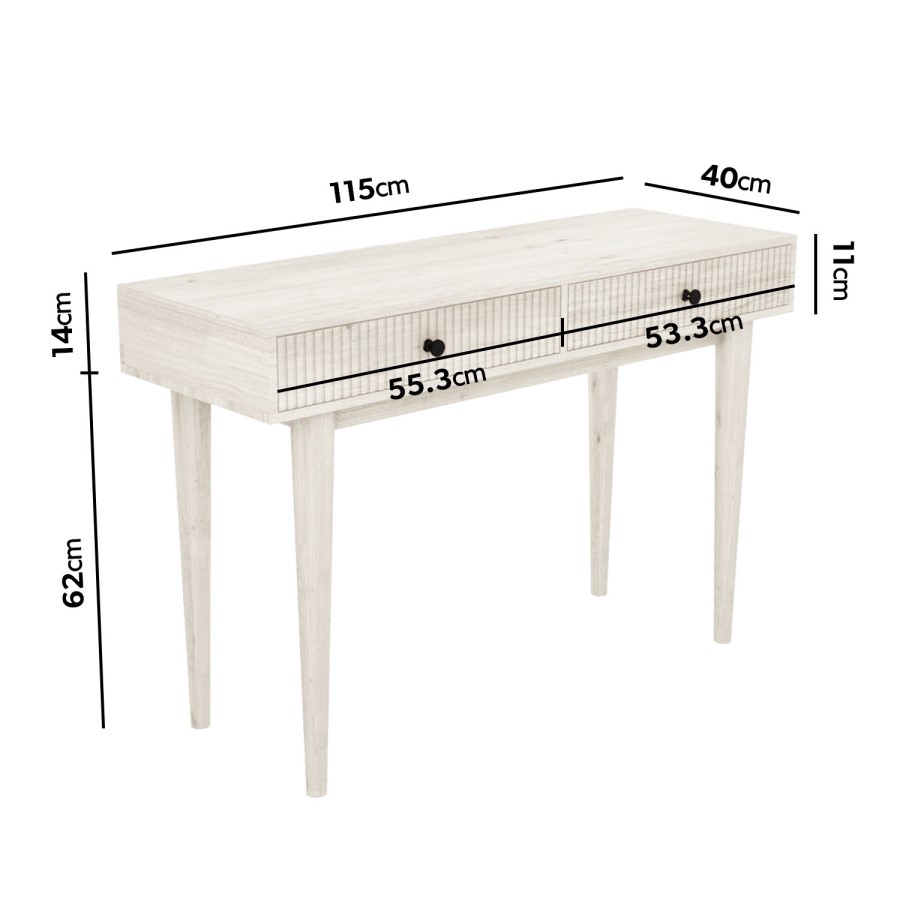 GRADE A2 - Rustic Wooden Dressing Table with 2 Drawers - Beau 