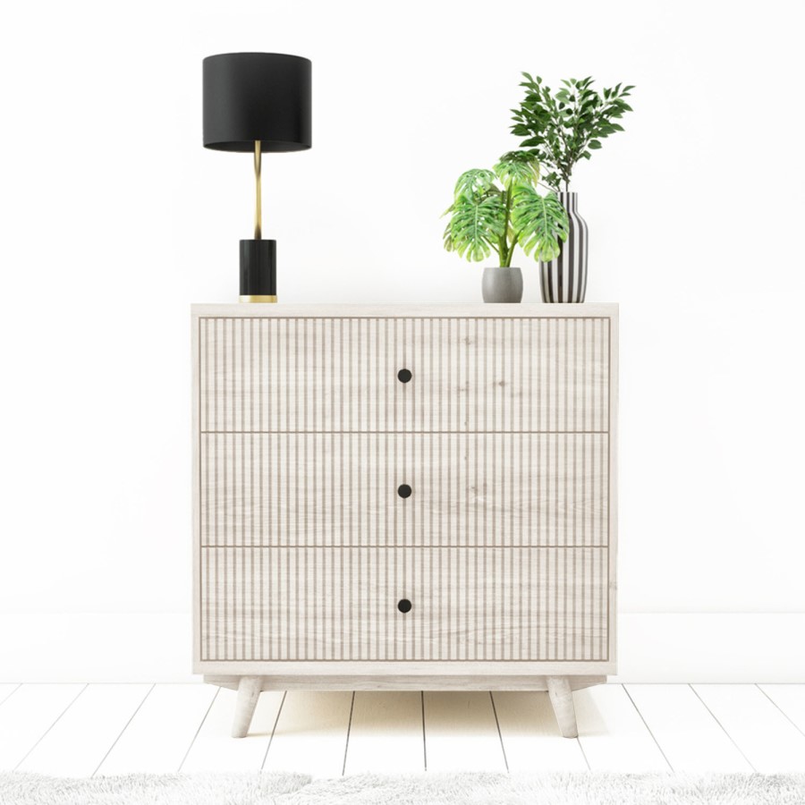 GRADE A2 - Rustic Wooden Chest of 3 Drawers - Beau