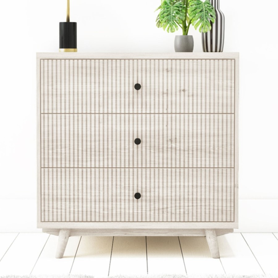 GRADE A2 - Rustic Wooden Chest of 3 Drawers - Beau