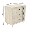 Cream Limewash Chest of 3 Drawers with Legs - Beau