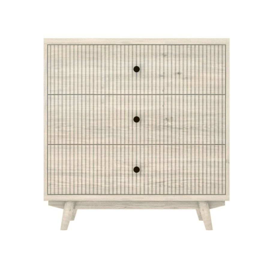 GRADE A2 - Cream Limewash Chest of 3 Drawers with Legs - Beau