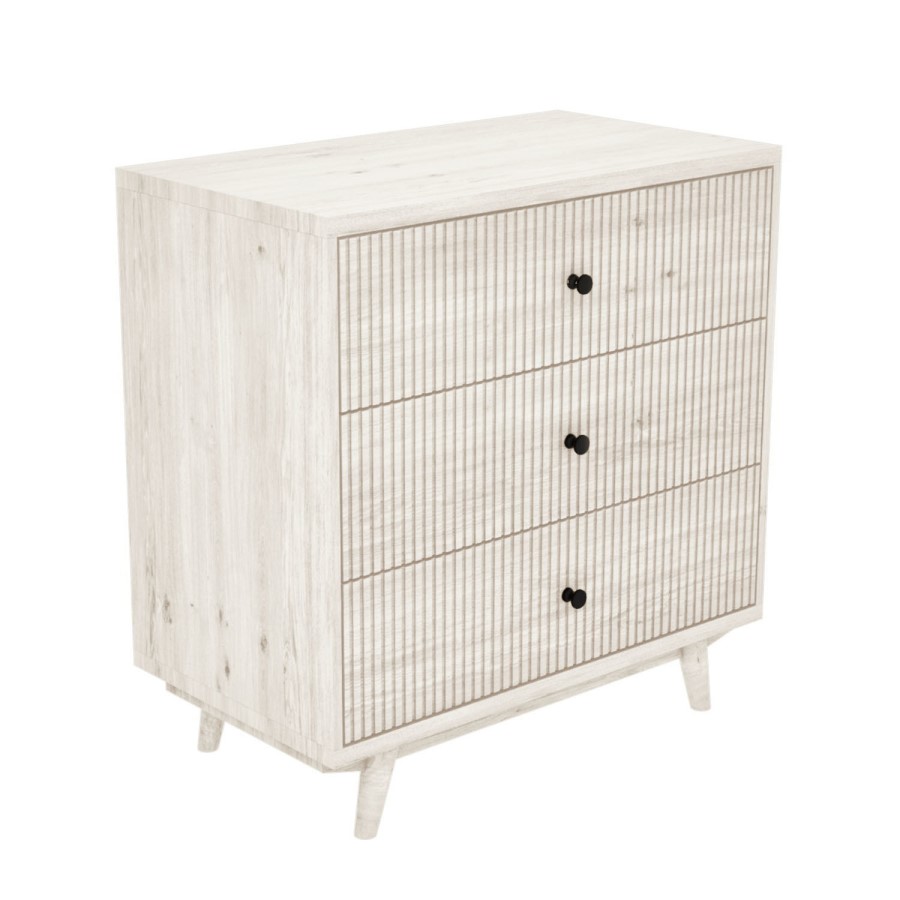 GRADE A2 - Rustic Wooden Chest of 3 Drawers - Beau