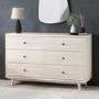 GRADE A2 - Wide Rustic Limewash Chest of 6 Drawers with Legs - Beau