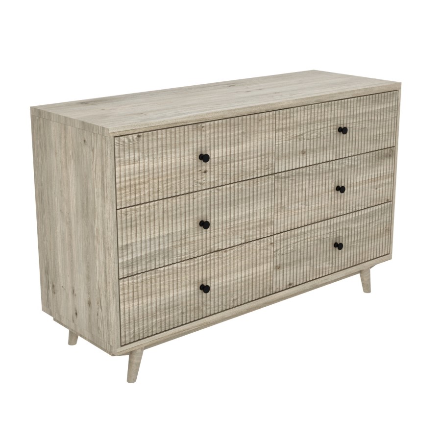 GRADE A1 - Beau Solid Wood Wide Chest of Drawers - Scandi Style