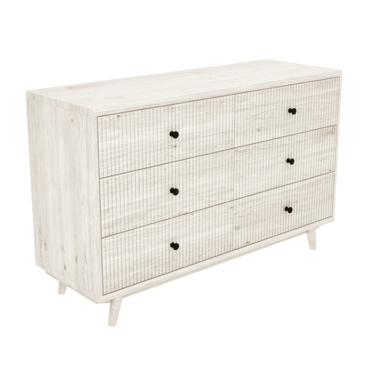 GRADE A2 - Beau Solid Wood Wide Chest of Drawers - Scandi Style