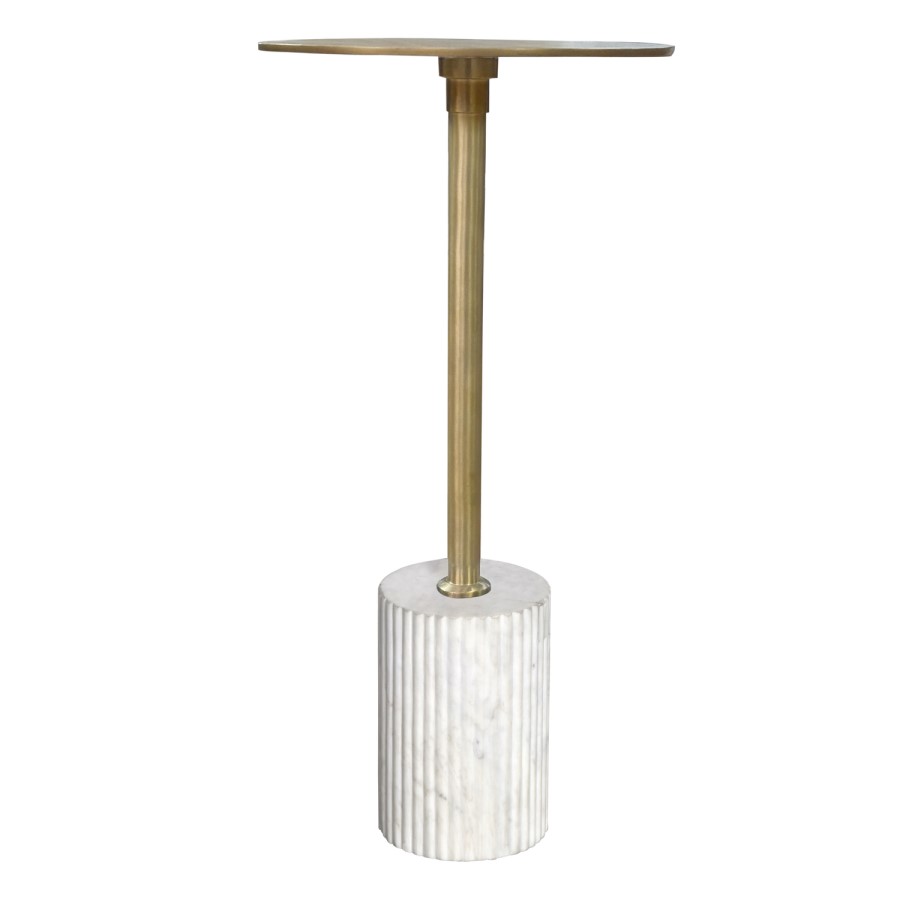 Small Gold and Marble Round Side Table - Beck