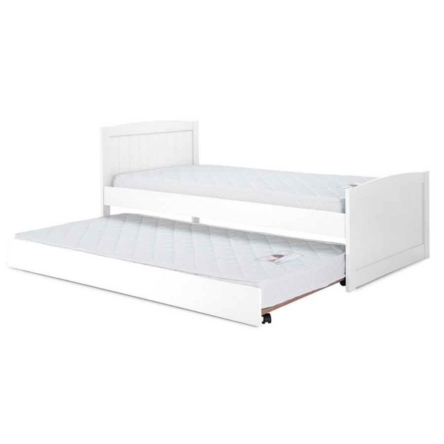 Beckton Single Guest Bed in White - Trundle Bed Included
