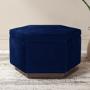 Large 80cm Navy Velvet Pouffe Stool with Storage - Bella