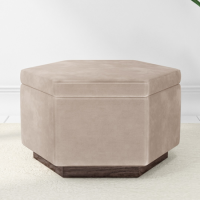 GRADE A2 - Large 80cm Beige Velvet Pouffe Stool with Storage - Bella