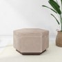 GRADE A2 - Large 80cm Beige Velvet Pouffe Stool with Storage - Bella