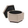 GRADE A2 - Large 80cm Beige Velvet Pouffe Stool with Storage - Bella