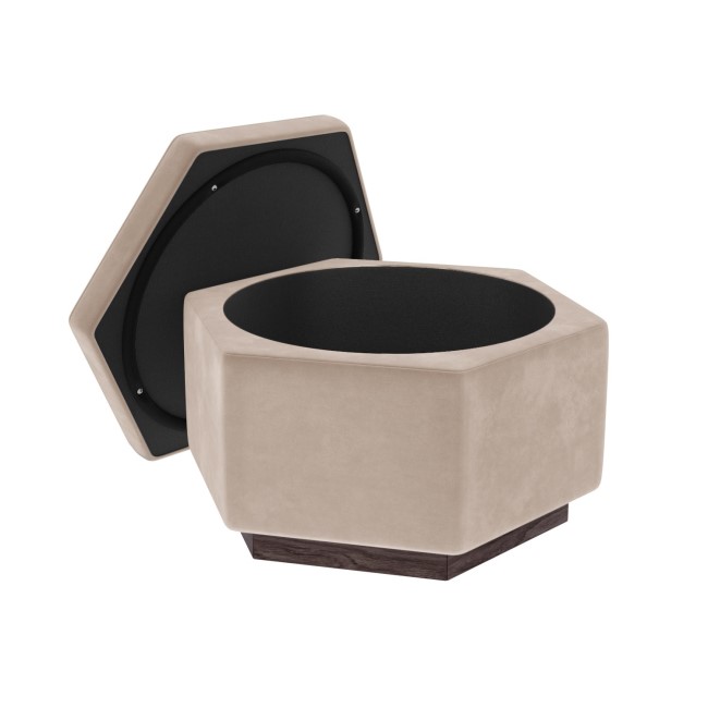 GRADE A2 - Large 80cm Beige Velvet Pouffe Stool with Storage - Bella