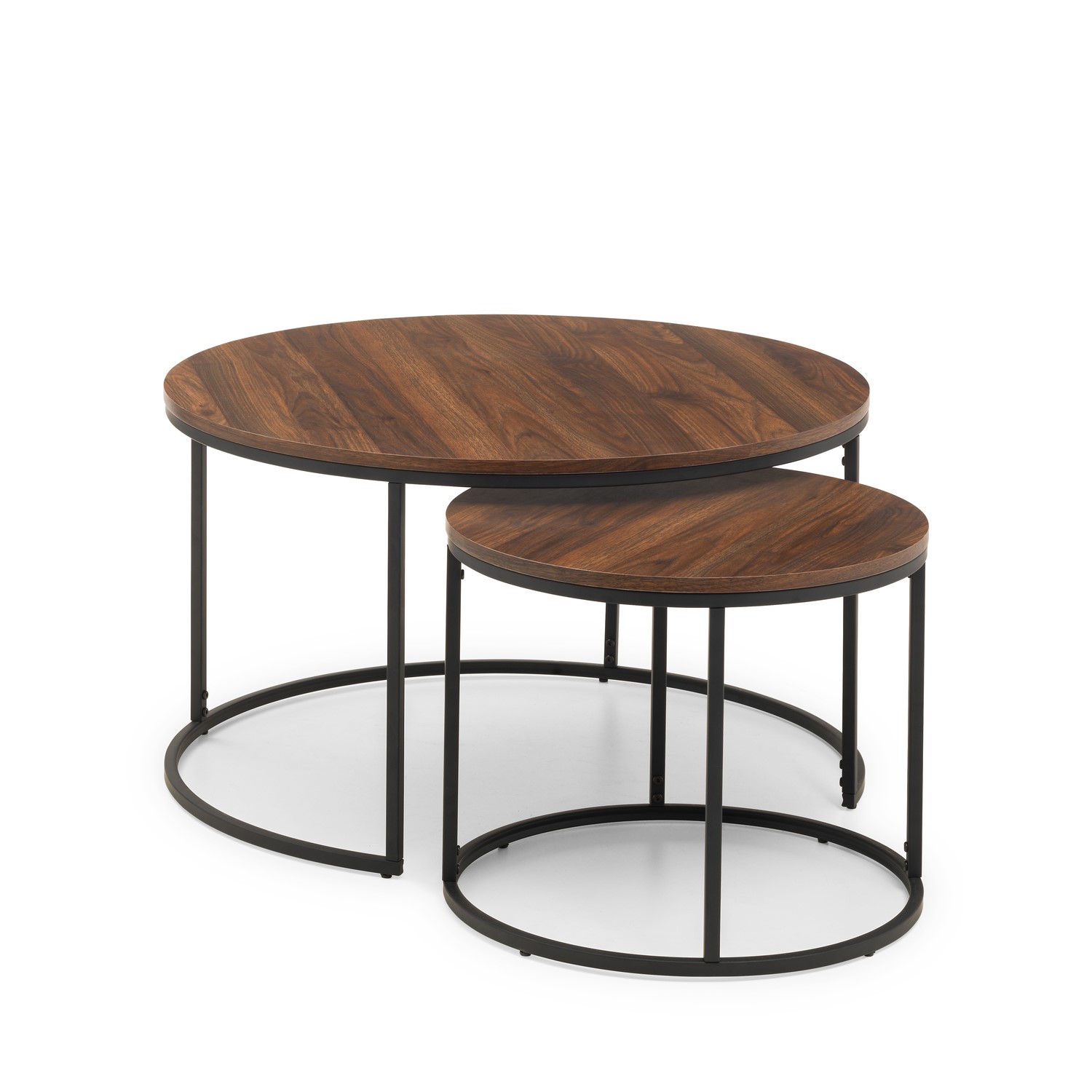 Round Dark Wood Nest Of Coffee Tables, Nesting Coffee Table Round Wood