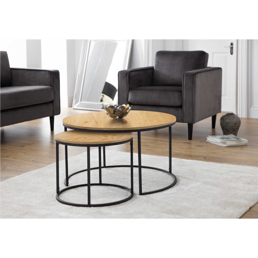 Julian Bowen Bellini Round Nest of 2 Tables - Oak Effect