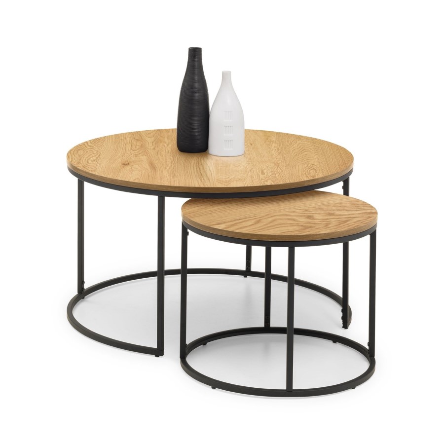 Julian Bowen Bellini Round Nest of 2 Tables - Oak Effect
