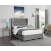 Grey Velvet Super King Size Ottoman Bed with Curved Headboard - Belgravia - LPD