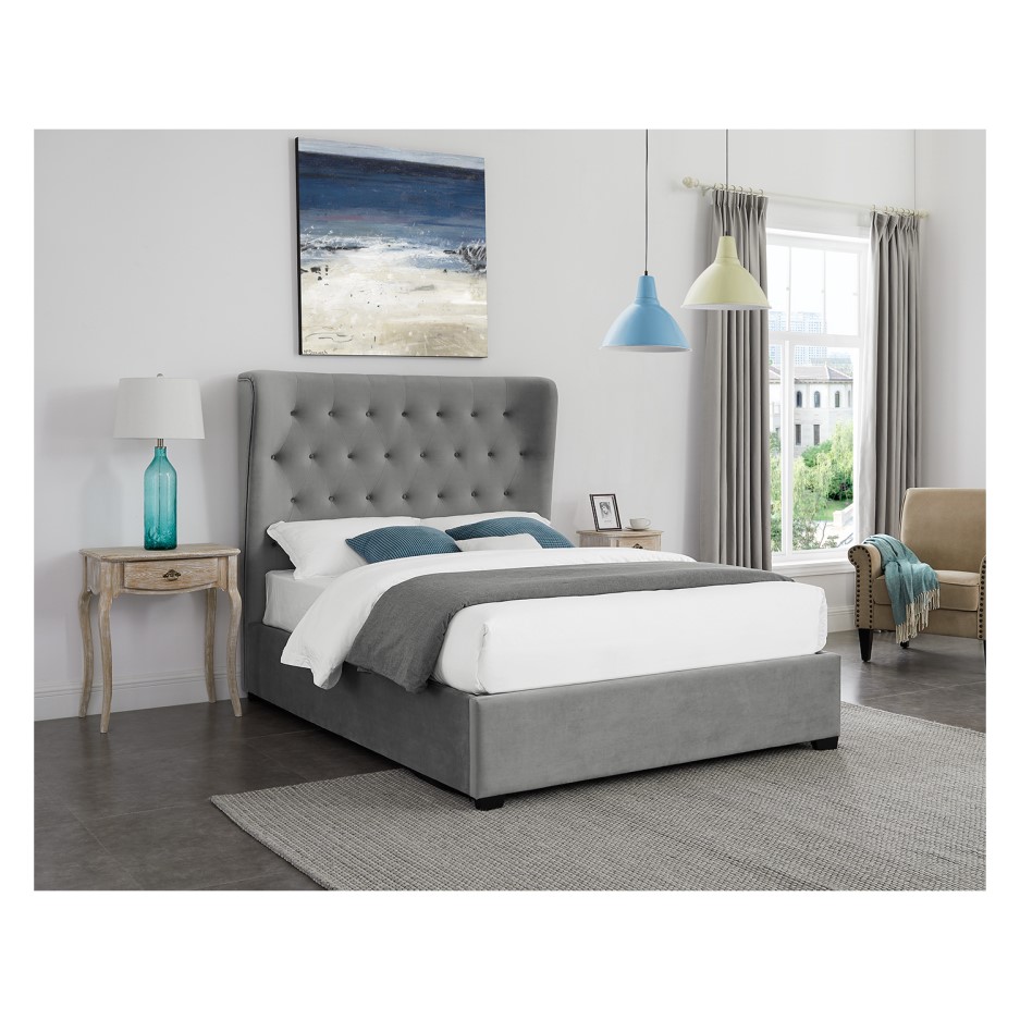 LPD Grey Super King Size Ottoman Bed with Curved Headboard Belgravia Furniture123
