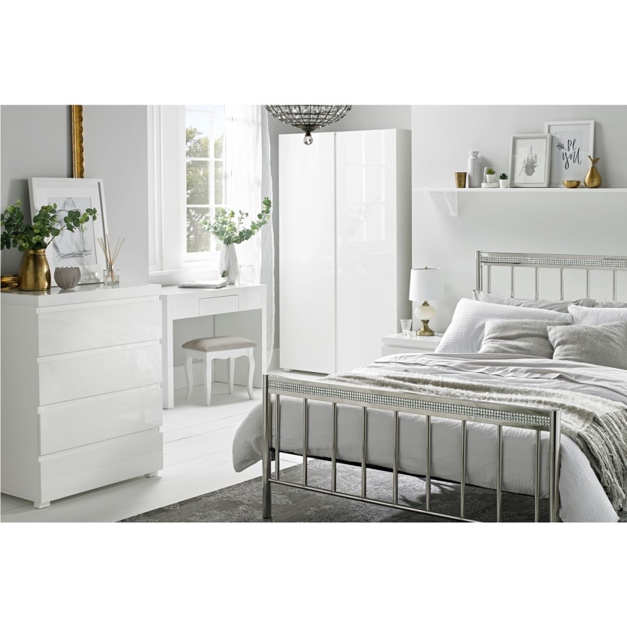 LPD Bellini Double Bed in Chrome with Diamante Trim