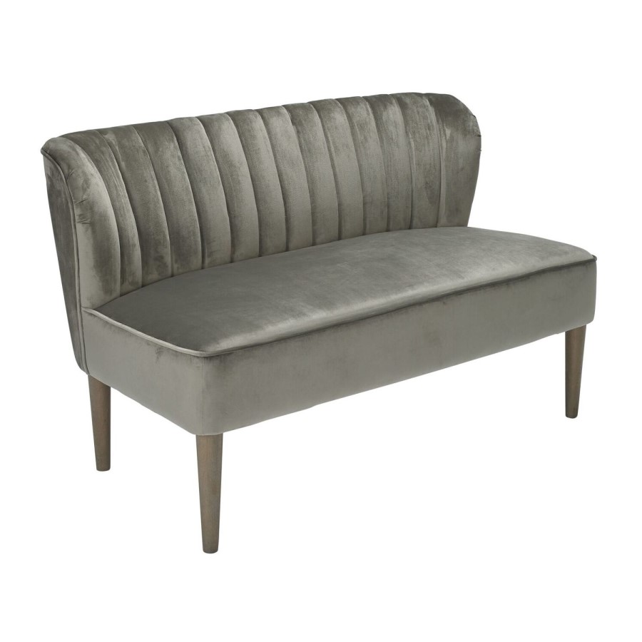 Grey Velvet Bedroom Bench - Bella - LPD