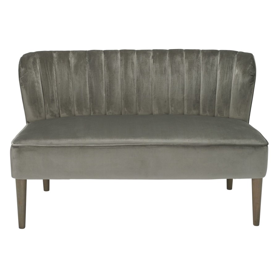 Grey Velvet Bedroom Bench - Bella - LPD