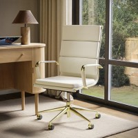 Beige Faux Leather High Back Office Chair - Benson