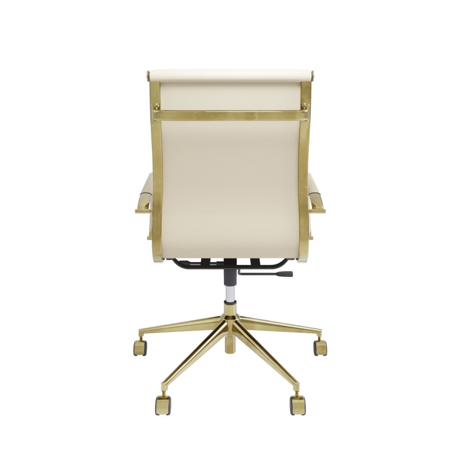 Beige Faux Leather High Back Office Chair - Benson