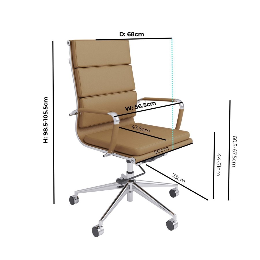 Tan Faux Leather High Back Office Chair - Benson