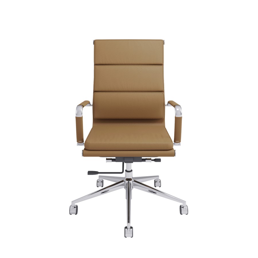 Tan Faux Leather High Back Office Chair - Benson