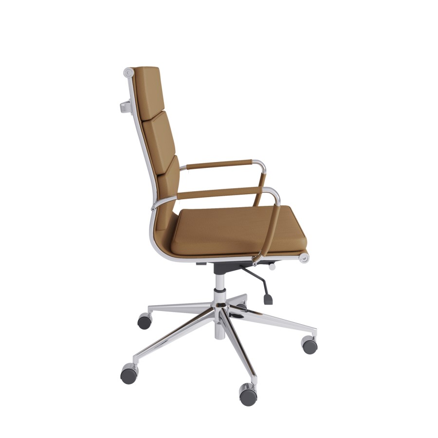 Tan Faux Leather High Back Office Chair - Benson