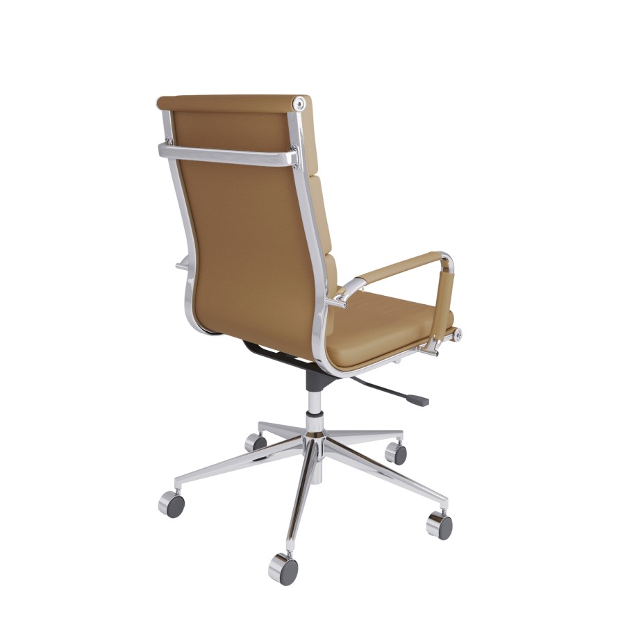 Tan Faux Leather High Back Office Chair - Benson