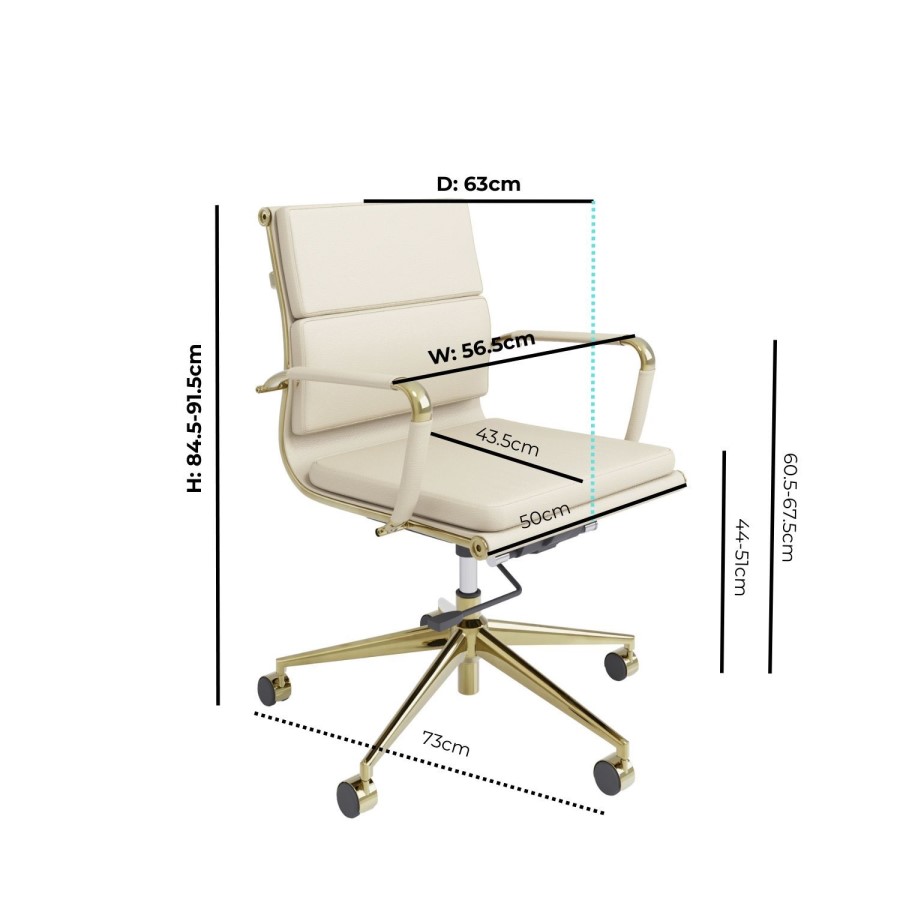 Beige Faux Leather Office Chair - Benson