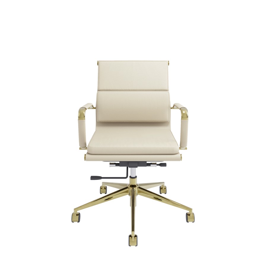 Beige Faux Leather Office Chair - Benson