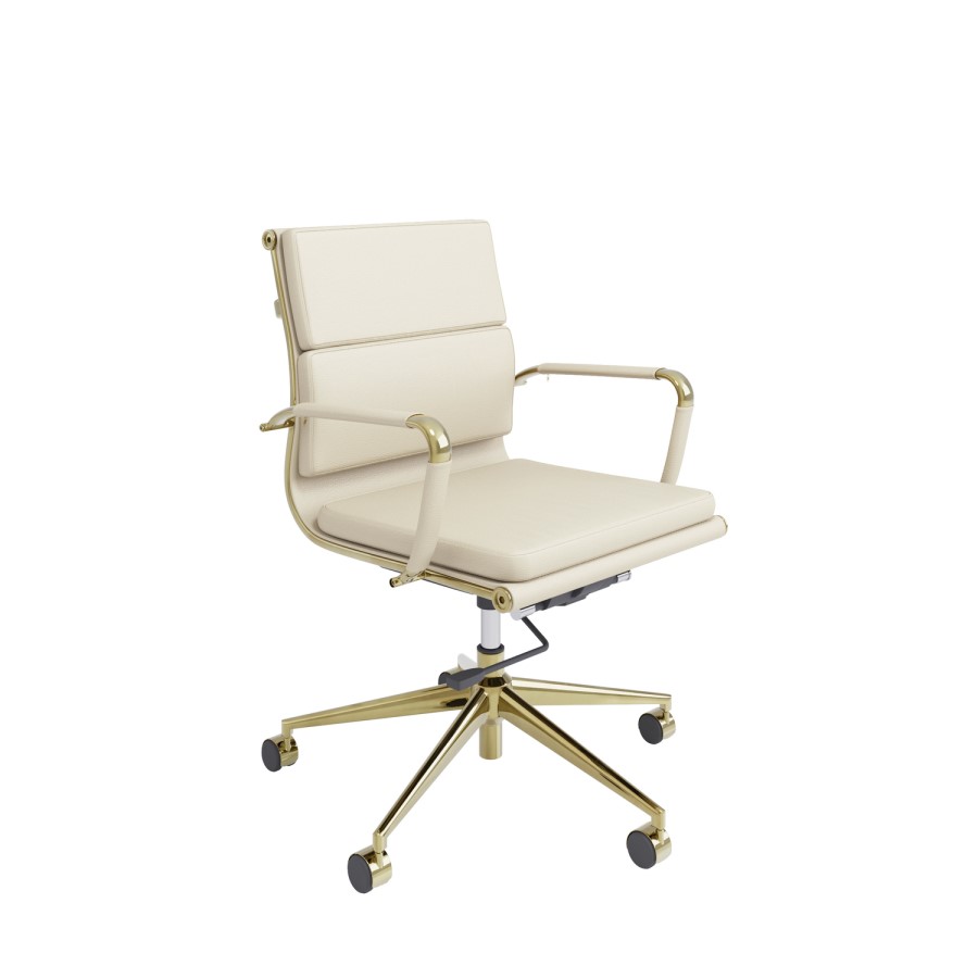 Beige Faux Leather Office Chair - Benson