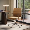 BEN004 Tan Faux Leather Office Swivel Chair - Benson