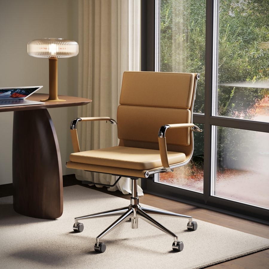 Tan Faux Leather Office Chair - Benson