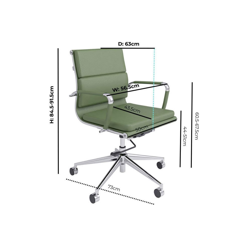 Green Faux Leather Office Chair - Benson
