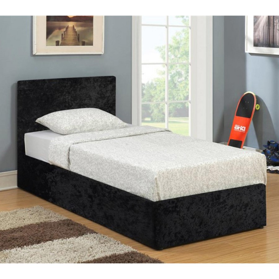 Birlea Berlin Ottoman Single Bed Upholstered in Black Crushed Velvet 