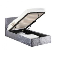 Birlea Berlin Ottoman Single Bed Upholstered in Steel Crushed Velvet 