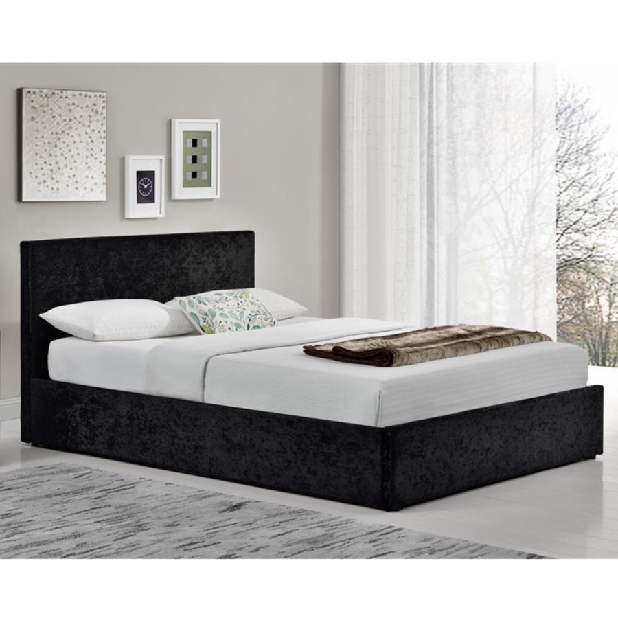 Birlea Berlin Ottoman Small Double Bed in Black Crushed Velvet