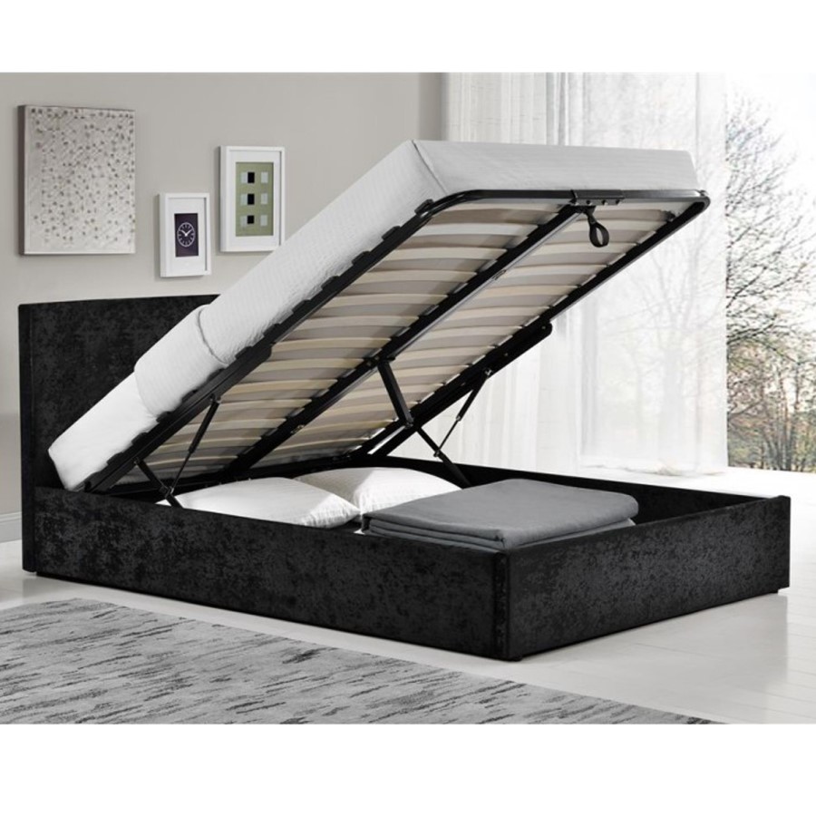 Birlea Berlin Ottoman Small Double Bed in Black Crushed Velvet