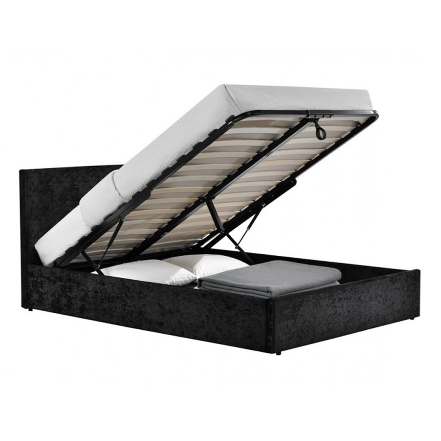 Birlea Berlin Ottoman Small Double Bed in Black Crushed Velvet