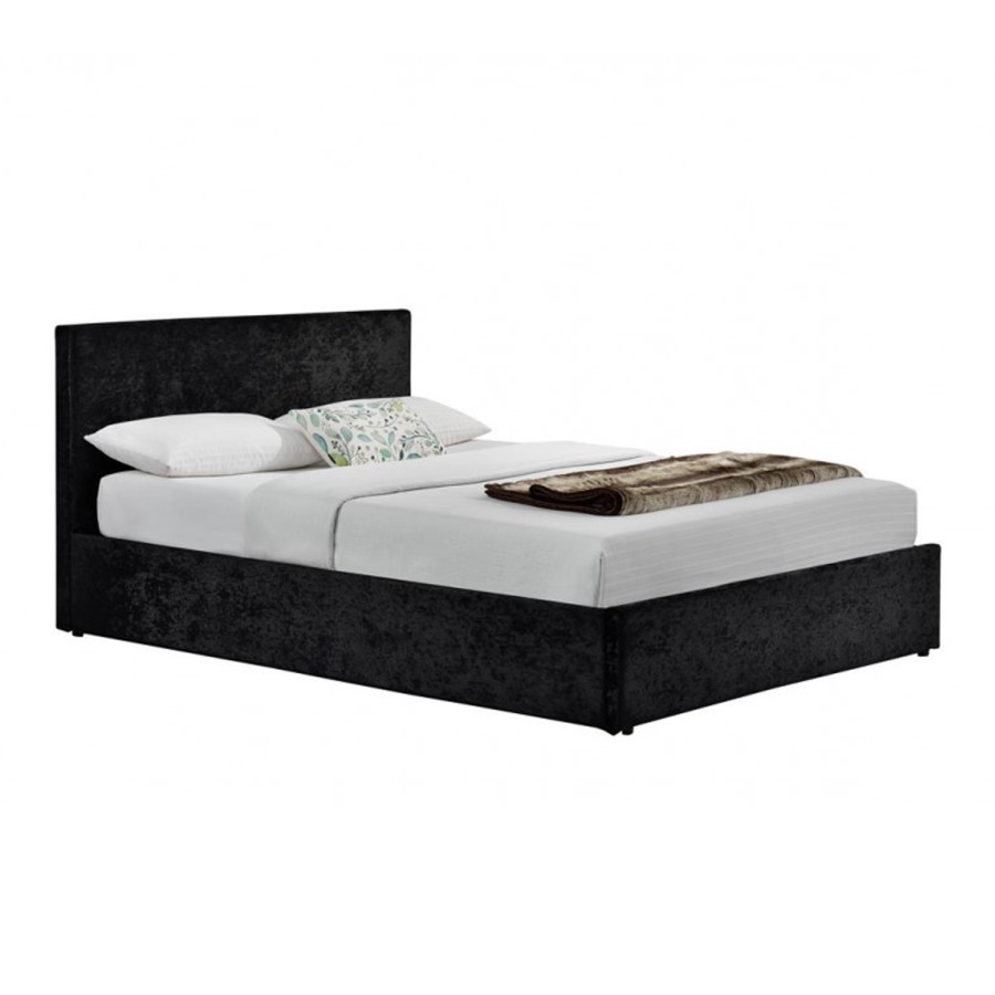 Birlea Berlin Ottoman Small Double Bed in Black Crushed Velvet