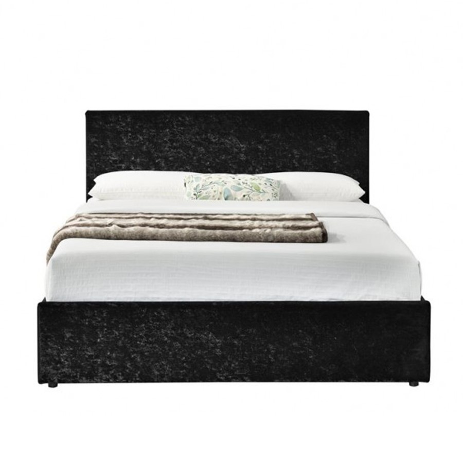 Birlea Berlin Ottoman Small Double Bed in Black Crushed Velvet