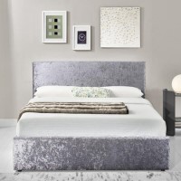 Birlea Berlin Ottoman Double Bed Upholstered in Steel Crushed Velvet