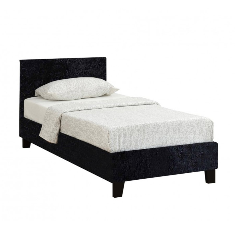 Birlea Berlin Single Bed Upholstered in Crushed Black Velvet